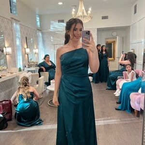 Elegant One-Shoulder David’s Bridal Gown
